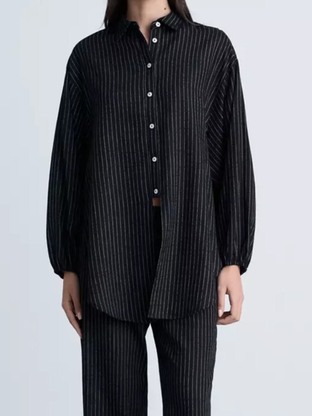 Mango Pinstripe Button-Down Shirt - Picture 2 of 3